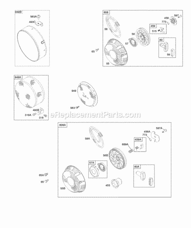 Page R Diagram and Parts List for 303447-1311-E1  Briggs and Stratton Engine